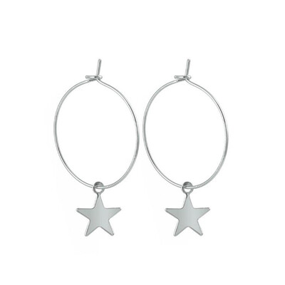 

A pair of fashion trend simple big circle five-pointed star pendant earrings