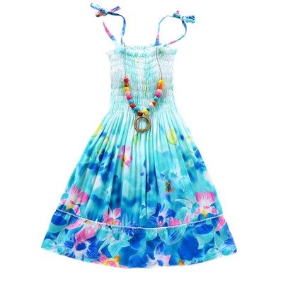 

Summer Bohemian Style Lovely Girls Dress Floral Beading Necklace For Girls Beach Dress Clothes Infant Dresses
