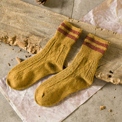

New Womens Cashmere Wool Thick Warm Socks Winter Fashion Striped Design
