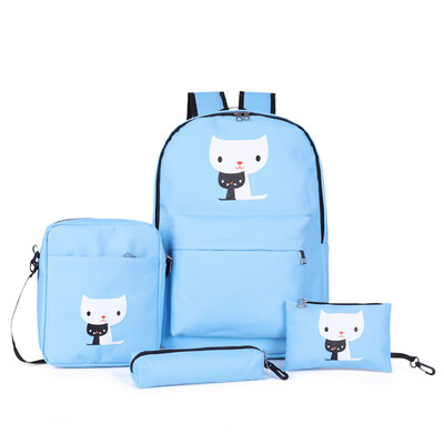 

Tailored 4Pcs Women Students Nylon School BackpackCrossbody BagClutch BagPen Bag