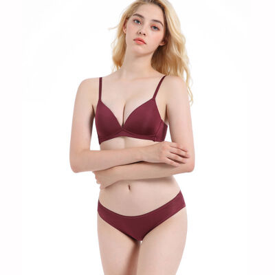 

Women Bra Briefs Set Ladies Comfortable Smooth No Trace Deep V No Steel Ring Bra Panties Two-piece