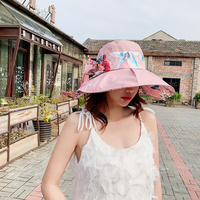 

Hat female summer big edge cover face foldable sun hat Korean spring&autumn outdoor versatile sun proof fisherman hat Japanese