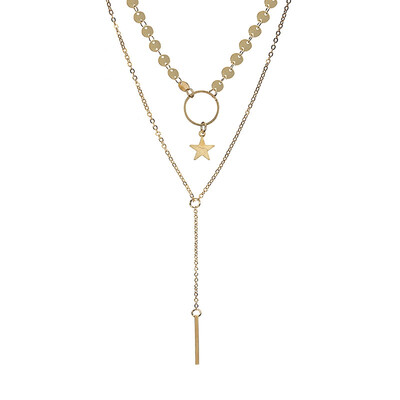 

New Fashion Jewelry Sexy Simple Sequins Stars Tassel Clavicle Neck Chain Snake Bone Chain