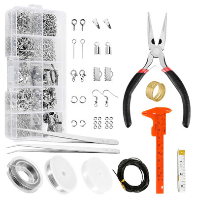 

1 Set DIY Jewellery Making Kit Pliers Silver Beads Wire Starter Tool Wire Jewelry Making Starter Kit Jewelry Repair Tools