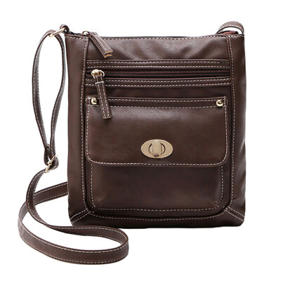 

Vintage Solid Color Women Twist Lock Small Faux Leather Crossbody Shoulder Bag
