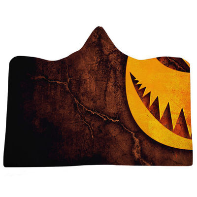 

Blanket Halloween Theme Pattern Printed Hooded Throw Wrap Wearable Soft Plush Cloak with Cap A Blanket