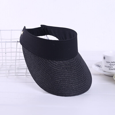 

Summer sunshade sunscreen foldable empty top duck tongue hat fashion out of rivet straw hat hoop wholesale