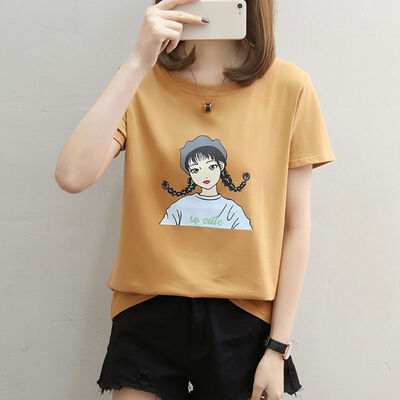 

Cartoon Print T-shirt Summer Casual Short-sleeve Women T Shirt Female Top Tee