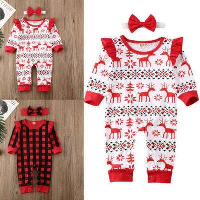 

Newborn Infant Baby Boy Girl Xmas One Piece Romper Jumpsuit Bodysuit Red Outfit