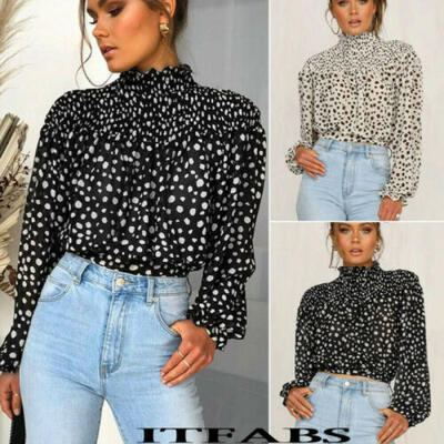

Womens Loose Long Sleeve Chffion Casual Blouse Shirt Tops Fashion Summer T-shirt