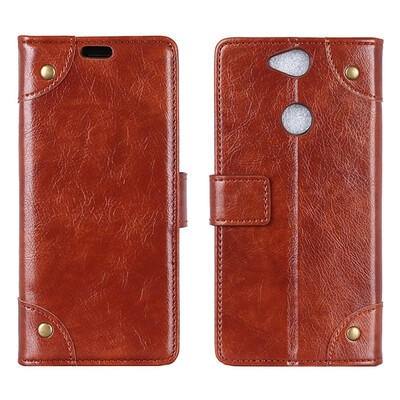 

MOONCASE Sony Xperia XA2 Plus Copper Buckle Napa Leather Case - Brown