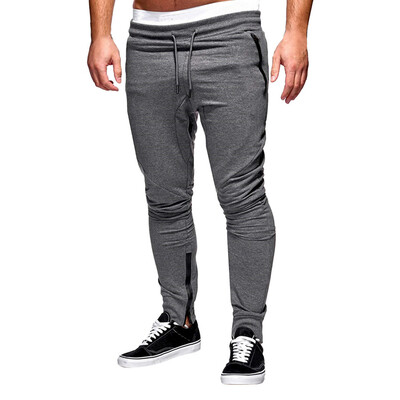 

Gobestart Fashion Mens Zipper Patchwork String Cotton Casual Sweatpants Drawstring Pant