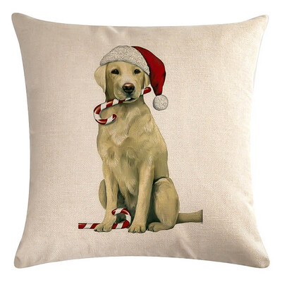 

1 Pcs Xmas Dog Series Snow Linen Cushion Cover Throw Pillow Case Sofa Household