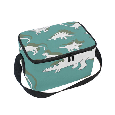 

ALAZA Insulated Lunch Box White Dinosaur Lunch Bag for Men Women Portable Tote Bag Cooler Bag