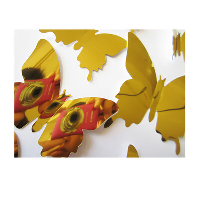 

Toponeto Butterfly Silver Mirror Decoration Home Room Art 3D DIY Wall Stickers 24PCS