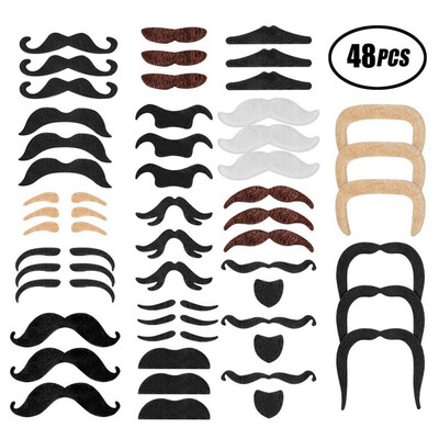 

4836pcsset Party Costume Cosplay Self-Adhesive Mustache Sticking Sticky Fake Beards Party For Christmas Party Birthday