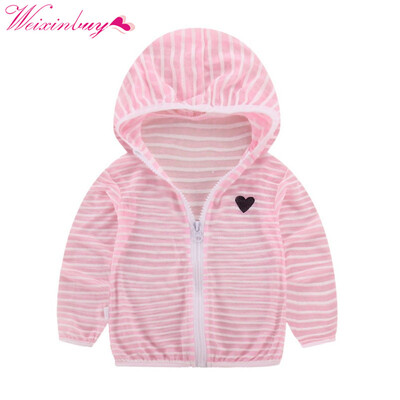 

Summer Autumn Hooded Baby Jacket Striped Beach Breathable Sunscreen Jacket for Boys Girl Clothes Girl Coat