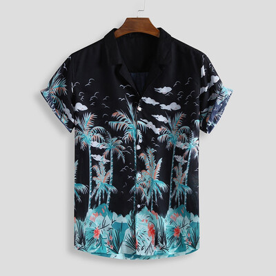 

Tailored Mens Printed Hawaiian Loose Beachwear Short Sleeve Casual Buttons Shirt