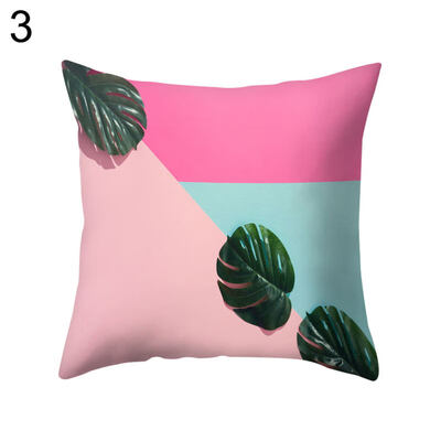 

Leaves Color Block Pillow Cover Cushion Case Home Car Sofa Bedroom Hotel Decor