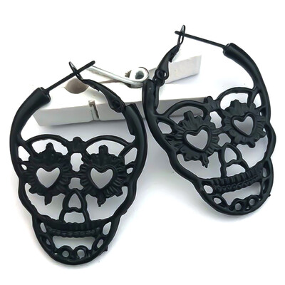 

1Pair Steampunk Silver Color Skull Stud Earrings Vintage Retro Skeleton Piercing Ear Gothic Punk Jewelry