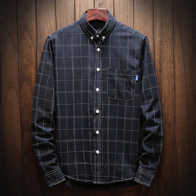 

Tailored Mens Fashion New Style Retro Plaid Shirt Long-Sleeved Shirt Comfortable Shirt