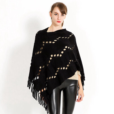 

Women Autumn Winter Shawl Fashion Fringed Decroation Warm Shawl Color Matching Wool Cloak Scarf Shawl