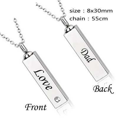 

Square Cylinders Necklace for Ashes Lettering Heart Cremation Memorial Keepsake Pendant Necklace Jewelry Love Commemorative Gift