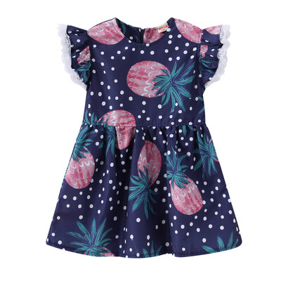 

Summer Girls Tassel Flying Sleeve Dresses Print Floral Fruit Cute Kids Party Dresses for Kids Girls Princess Dress Tops Clothes