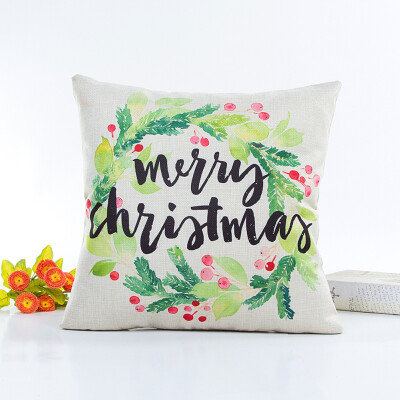 

Tailored Happy Christmas Pillow Cases Linen Sofa Cushion Cover Home Decor Pillow Core