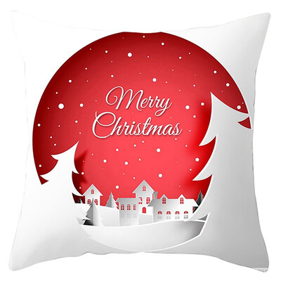 

45x45cm Christmas Red Pillowcase Soft Peach Velvet Decorative Printed Pillowcase With Zipper Poszewki Na Poduszki Kissenbezug