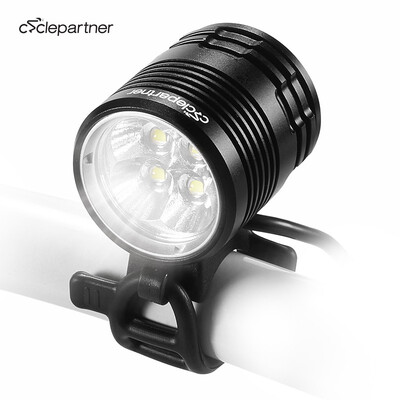 

CYCLEPARTNER Discovery-3000 4LED Ultra Powerful 3000 Lumens Mountain Bike Light for MTB with 8800mAh Battery Pack – Up to 7 Hours