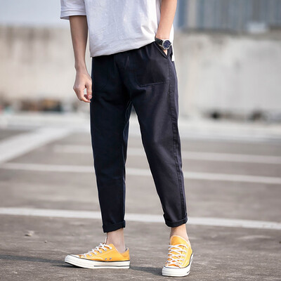 

Gobestart New Style Mens Korean Version Of The Solid Color Loose Large Size Beam Straig