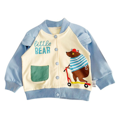 

Autumn Baby Girls Cute Cartoon Print Comfort Slim Cotton Jacket Warm Coat Zipper Round Collar Tops Spring