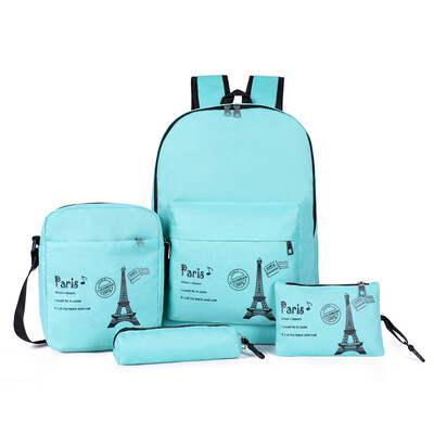 

Tailored 4Pcs Women Students Nylon School BackpackCrossbody BagClutch BagPen Bag