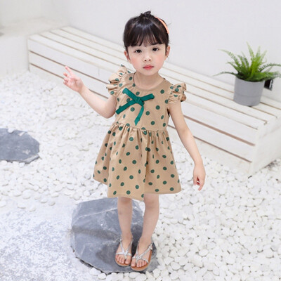 

Summer Baby Girls Casual Cute Polka Dot Pattern Flare Sleeve Dress Kids Toddler Pageant Sundress