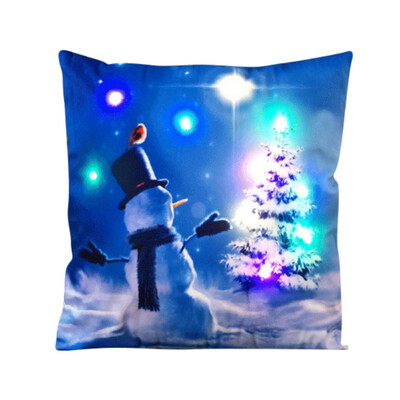 

Christmas LED Lights Lit Pillow Cushions Happy Festival Household Creative Velvet Pillowcase