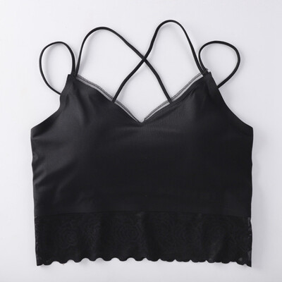 

Solid Color Beauty Back Bra Sexy Thread Underwear Lace Stitching Tube Top