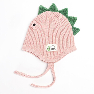 

Cute Winter Newborn Cute Warm Kids Girls Boys Baby Dinosaur Design Hats Knitted Wool Hemming Caps