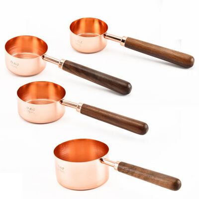 

4Pcs Stainless steel Measuring Cups Set Luxury Walnut handle Kitchen Measuring Tools For Baking Coffee Tea