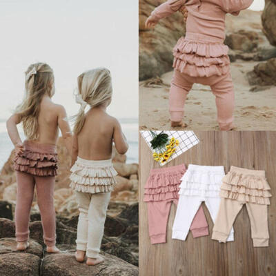 

Newborn Kids Baby Girl Solid Ruffle Leggings Bottoms Long Pants Trousers New