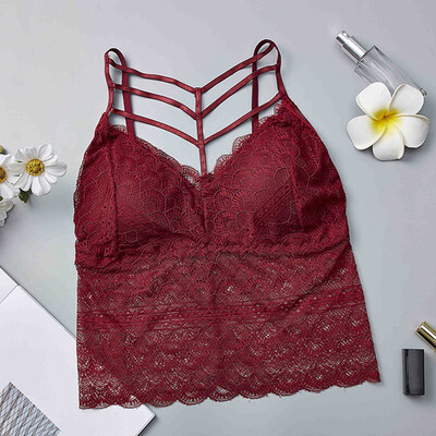 

Sexy Women Lace Floral Hollow Camisole V-Neck Tank Tops Bandage Spaghetti Ladies Camisole Crop Top