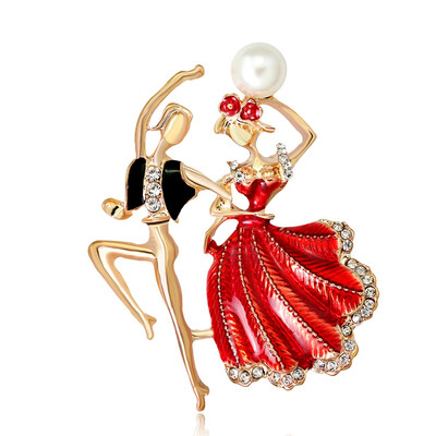 

Lover Romantic Princess Prince Dancing Brooch Luxury Alloy Stone Item Brooch