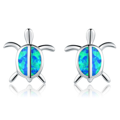 

1Pair Cute Sea Turtle Fire Opal Earrings Earrings Fashion Women Wedding Party Jewelry Birthday Gift Turtle Stud Earrings