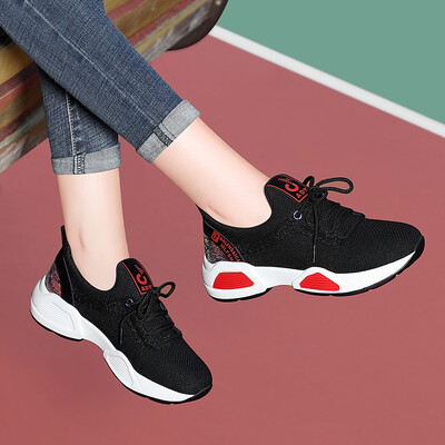 

Lycra Kington LAIKAJINDUN Fashion Wild Korean Womens Flat with Low Help Belt Color Matching Casual Running Shoes 6622 Black 35
