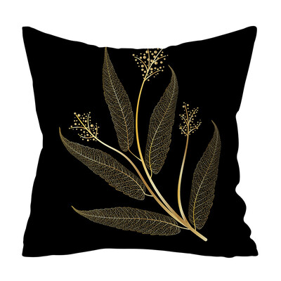

〖Follure〗Gold Plant Printed Polyester Pillow Case Cover Sofa Cushion Cover Home Decor A