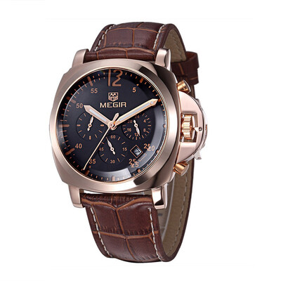 

MEGIR Stainless Steel 3ATM Water Resistance Fashion Wristwatch Quartz Men Watch with Calendar