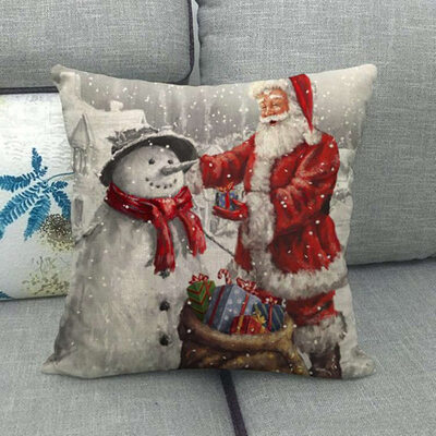 

New Christmas Cotton Linen Cushion Cover Santa Claus Pattern Square Pillow Case Xmas Sofa Car Decor 2020