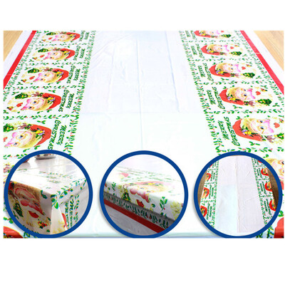 

Tailored Disposable Merry Christmas Rectangular Printed PVC Cartoon Tablecloth 110180cm