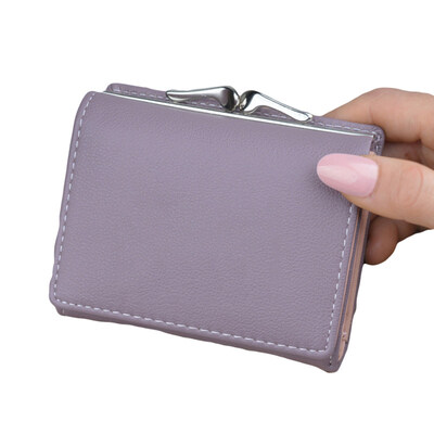 

Casual Women Kiss Lock Mini Short Fold Wallet Purse Multi Card Slots Holder Bag