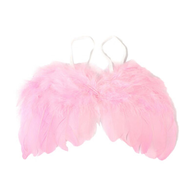 

Newborn Baby Angel Feather Wing With Lace Flower Headband Set Photo Props Outfit Costume